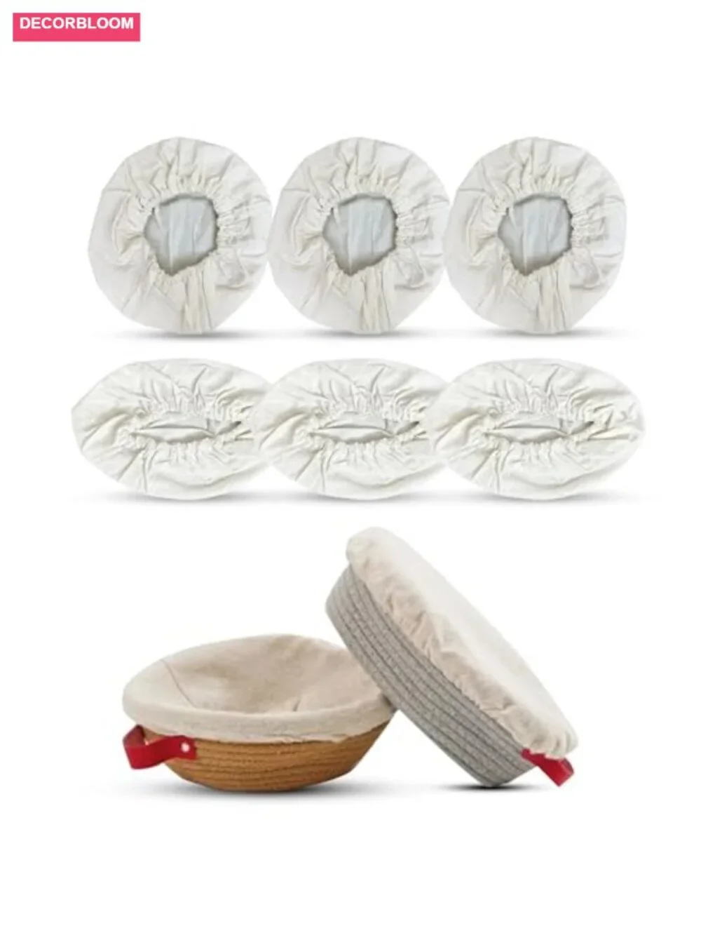 6 Pack Linen Banneton Proofing Basket Liners, Elastic Edge, Reusable Bread